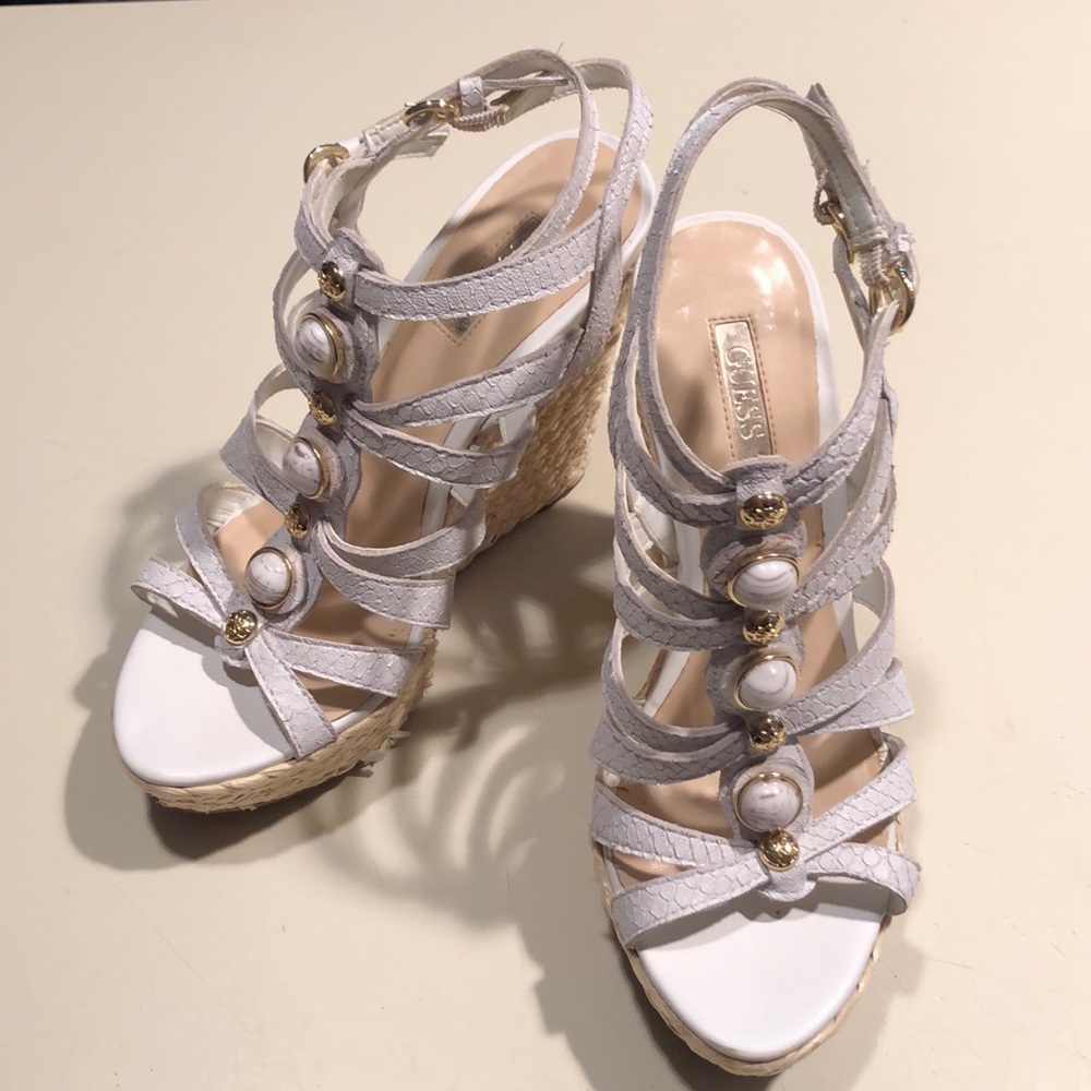 Guess white wedge sandals